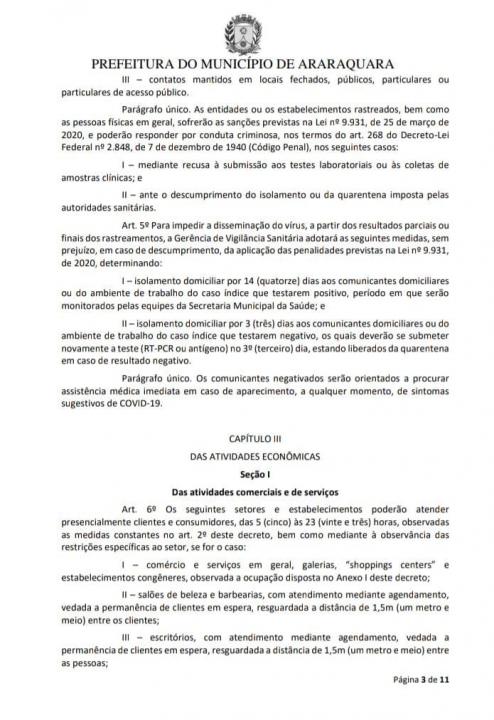 Foto 3 de 11 — Veja o novo decreto que flexibiliza o comércio em Araraquara